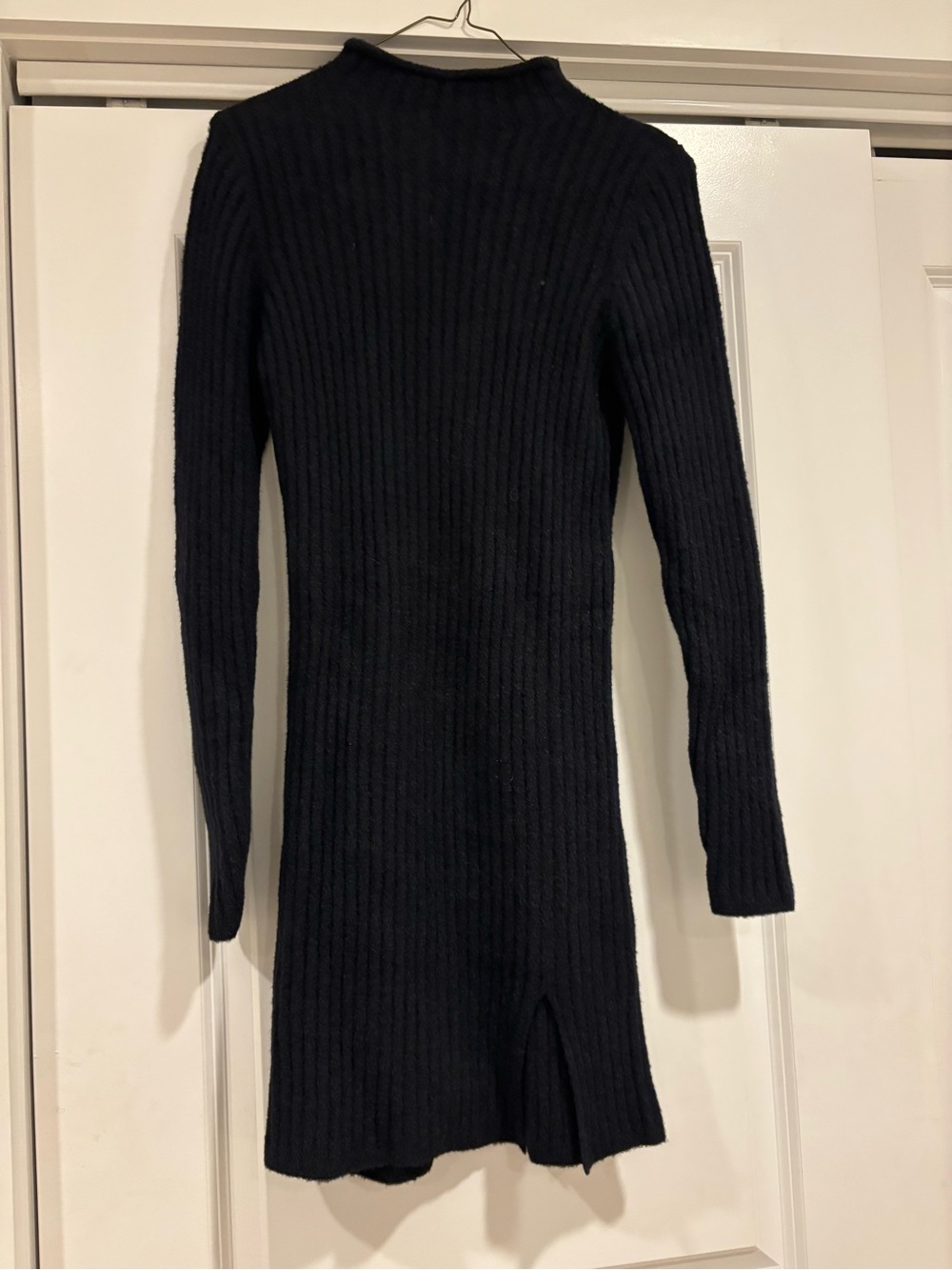 Aritzia Black Ribbed Long-Sleeve Mini Dress